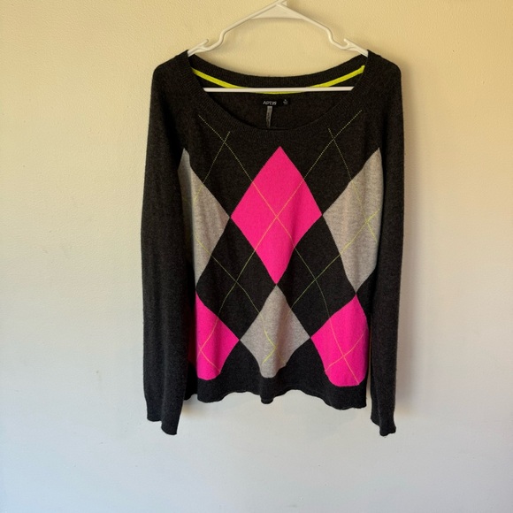 Apt 9 100% cashmere argyle print cozy pullover sweater size XL - Picture 6 of 6